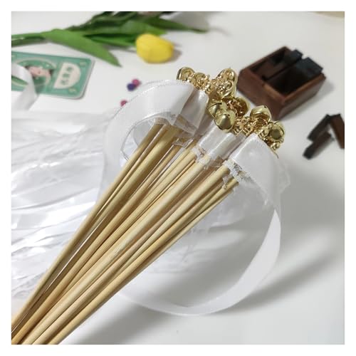 Fairy streamer stick en dentelle blanche et grelots or argent pour cadeaux d'invités - 6