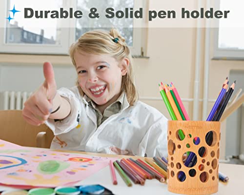 Bamboo Toothbrush Holder - Toothbrush And Toothpaste Holder,Wood Toothbrush Holder For Bathrooms, Bamboo Bathroom Toothbrush Cups Accessories,Storage Organizer Makeup Brush Holders (Circle) #TOP3