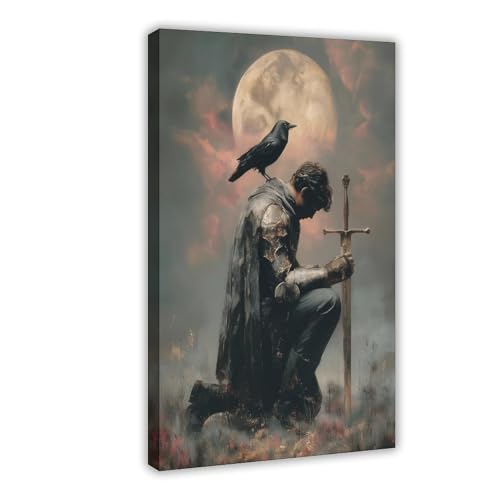 Chevalier agenouillé poster sur toile haut de gamme de 30,5 x 45,7 cm