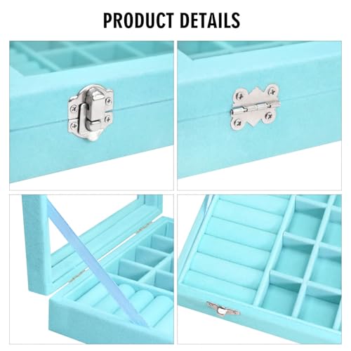 Image of Rings Organizer Tray 7 &16 Grid Slots Velvet Jewelry Earring Storage Box