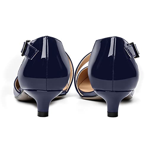 MOVINSTEPS Womens Cute Adjustable Strap Buckle Pointed Toe Dating Patent Kitten Low Heel Pumps Shoes 1.5 Inch4