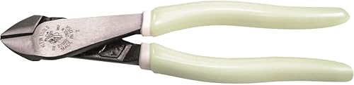 Klein Tools D200028GLW Alicates de corte diagonal Hi-Viz con mandíbulas cortas y asas que brillan en la oscuridad, 8 pulgadas