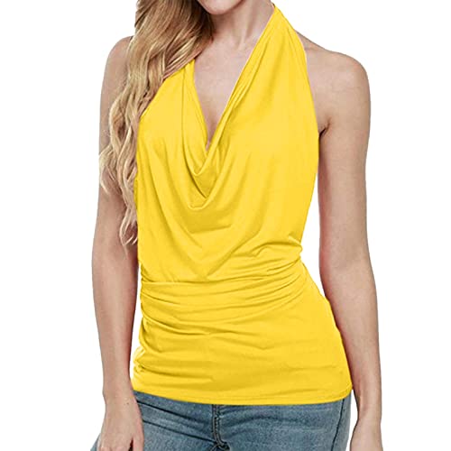 FASLOLSDP Oberteile rückenfreie Weste ärmelloser Tank Damen Neckholder...