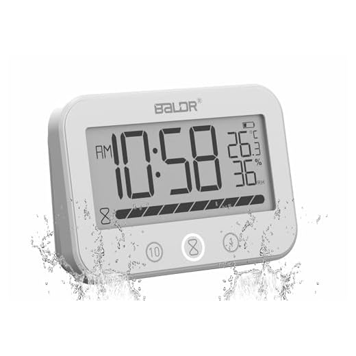 Digital LCD Waterproof Timer Shower Clock, Waterproof for Water Spray, Bathroom Clock Wall Mount, Two Suction Cup, Displays Time, Temperature, and Indoor Relative Humidity (1, White)