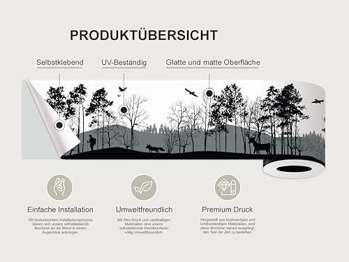 AG Design Selbstklebende Bordüre Waldsilhouette, AWB 8270 | Wasserfest Dekoration für Wände, Möbel, Tapeten, Wandverkleidungen und Türen, Folie, Mehrfarbig | Breite 500 cm x Höhe 13.8 cm
