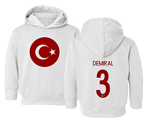Flaura Europea Soccer 2020 Turkey #3 Merih DEMIRAL Jersey Style Little Kids Girls Boys Toddler Hooded Sweatshirt (White, 5T)