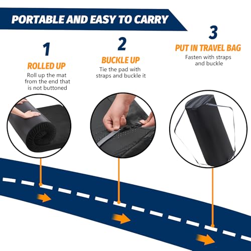 Image of CYMULA Memory Foam Camping Mattress Pad, Sleeping Mat, Portable Roll Up Mattress for Adults, Camping Bed Pads for Sleepover, Car Bed with Travel Bag