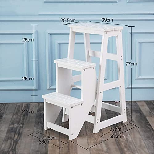 Escabeau élargi pliable en bois blanc pour optimiser vos rangements - 4