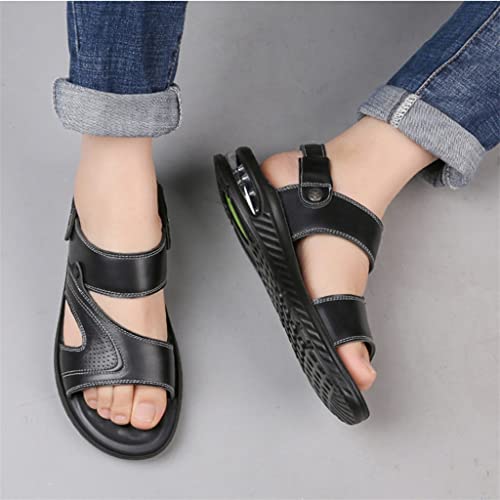 Men Sandals Split Leather Sandals Beach Shoes Outdoor Anti-Slip Casual Shoes Slippers Breathable Footwear(39)2