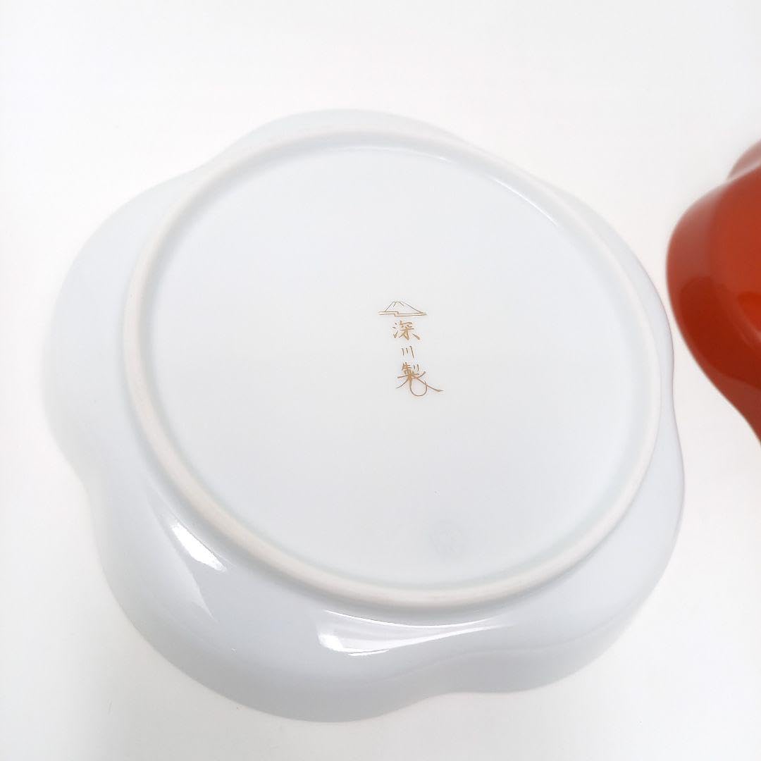Amazon.co.jp: 品 深川製磁 紅寿 睦皿揃 紅白 梅型 皿 : ホーム＆キッチン