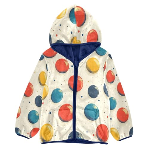 Colorful Circles on Background Toddler Fleece Jacket Girl Boys Hooded Fleece Jacket Coat Warm Outwear Zip-up 3-10T