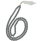 Amazing Gemstone Silver Hematite Buddhist Prayer Beads Japa Mala with 108 Meditation Beads (Without Knots)
