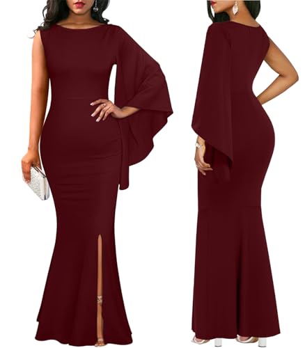 ZonJie Women's Formal Dress Sexy Elegant Short Sleeve Off Shoulder Bodycon Long Evening Party Wedding Guest Dresses3