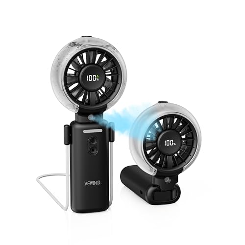 VEWINGL Portable Misting Fan, 110° Foldable Handheld Fan, 5 Speed by VEWINGL - Used condition - US$14.43