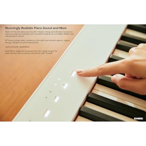 Casio Privia PX-S1100 – 88-Key Touch-Responsive Weighted Digital Piano | Ultra-Portable | Superior Sound | German Grand Tone, Bluetooth, Casio Music Space App | Gloss White Finish