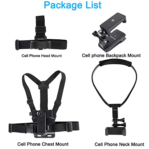 Image of PellKing Phone First-Person Perspective Shooting Mounting,Accesssory Kit with Chest Mount /Head Strap /Neck Holder /Backpack Strap Mount,for iPhone Samsung Oneplus and GoPro Action Camera More
