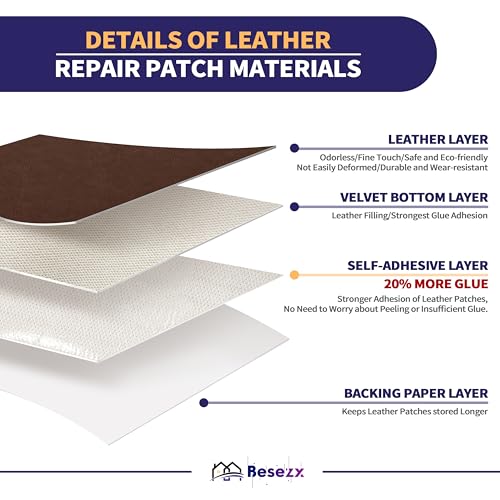 image for Besezx Leather Repair Patch Tape Kit, Self Adhesive Leather Repair for
