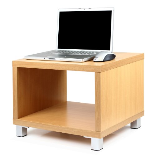 Image of Furinno Nihon 2-Tier Side Table with Storage Shelf, Light Cherry Oak