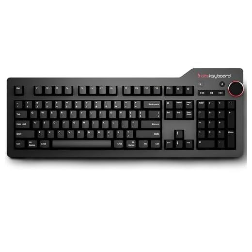 Das Keyboard 4 Professional Mechanical Keyboard for Mac - High Performance Soft Tactile Feedback - Enhanced 104 Key Layout - Cherry MX Brown Switches - Oversized Volume Knob - Two Port USB 3.0 - Full NKRO