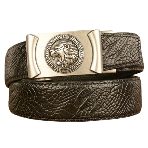 Ceinture cuir automatique homme 3,5 cm motif crocodile et lion