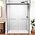 Shower Door Double Sliding Glass Shower Door 44-48 in W. x 72 in. H, 1/4 inch Clear SGCC Tempered Glass Sliding Doors, Bathroom Shower Glass Doors with Explosion-Proof Film, Matte Black