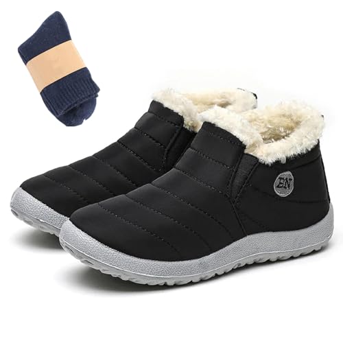 LELEBEAR Vyral Waterproof Winter Boots,Womens Winter Snow Boots Fur Lined Warm Shoes Ankle Boots Slip on