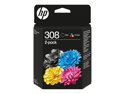 HP 308 2er Pack Druckerpatronen Schwarz Color für DeskJet 2910 2920 2921 2922 2923 2924 2925 2942 4310 4320 4322 4327 4330 Envy 6110e 6120e 6130e 6152 6155 6520 6520e 6530e 6532e 6552 6555 6558 6558e