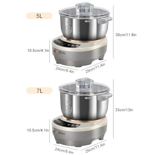 Máquina mezcladora de masa, máquina mezcladora de harina de masa de 5L / 7L, máquina amasadora de masa con función de fermentación, batidora de masa eléctrica de pie Fermentadora de pan (7L)