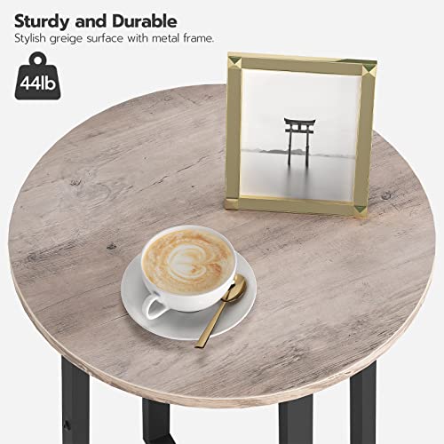 Hoobro Round Side Table, Round Accent End Table With Sturdy X-Shaped Metal Frame, 15.7" Round Nightstand, For Living Room, Bedroom, Balcony, Office, Greige And Black Bg95Bz01 #TOP6