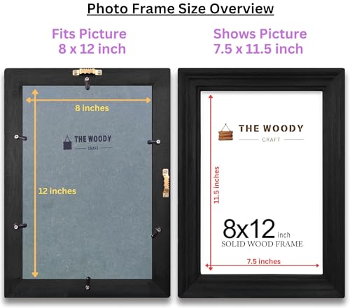 Image of 8x12 Photo Frame | Wooden Photo Frame | Small Photo Frame | Black Wooden Frame for Wall | Best for Living Room & Bedroom (8x12 inch, Black)