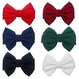 6 Pack Solid Color 5.2'' Bow Clips Women Hair Barrettes Hair Accessories