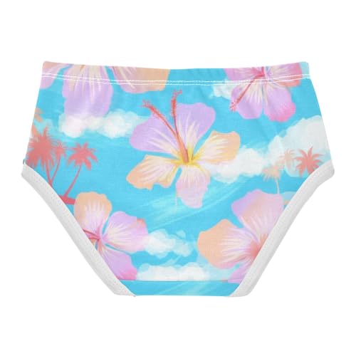 Bright Girls Underwear Toddlers 2t Cotton Panties for Girl Tropical Pastel Hibiscus Flowers Blue Briefs Undies Kids2
