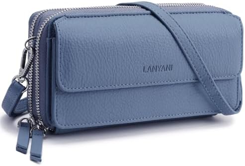 Lanyani RFID Crossbody Wallet Wristlet Purse with Phone Pocket Fo...