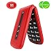 Ushining Flip Phone Unlocked SOS Button Dual SIM Card Easy to Use Unlocked Flip Cell Phone Large Button Large Speaker Compatible with 2G T-Mobile Simple Mobile Straight Talk Lycia(Red)