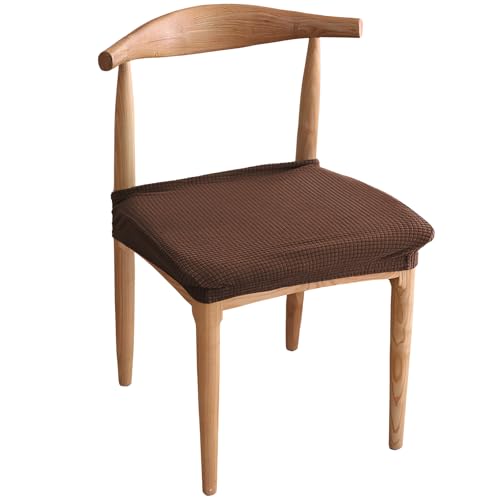 2 Pcs Coprisedia Elasticizzato, Rivestimento Sedia Ufficio, Coprisedie per Sedie Pranzo Antiscivolo Impermeabili, Fodere Sedie Lavabili, Coprisedili Universale per Banchetti Cucina, 30-50cm (Marrone)