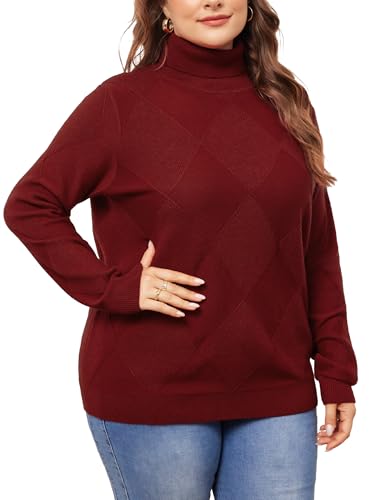 Image of Agnes Orinda Plus Size Pullover Sweaters for Women Lightweight Long Sleeve Turtleneck Novelty Sweater