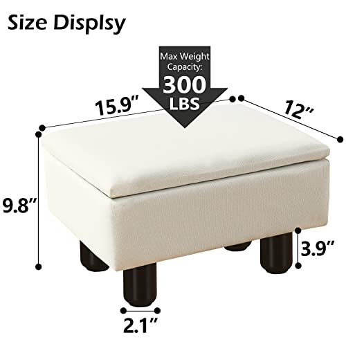 Cpintltr-Linen-Small-Foot-Stool-Ottomans-Rectangular-Footrest-Storage-Ottoman-Upholstered-Step-Stool-Seat-with-Solid-Wood-Legs-Modern-Accent-Stools-Suitable-for-Couch-Living-Room-Bedroom-Cream Cpintltr Linen Small Foot Stool Ottomans Rectangular Footrest Storage Ottoman Upholstered Step Stool Seat with Solid Wood Legs Modern Accent Stools Suitable for Couch Living Room Bedroom Cream