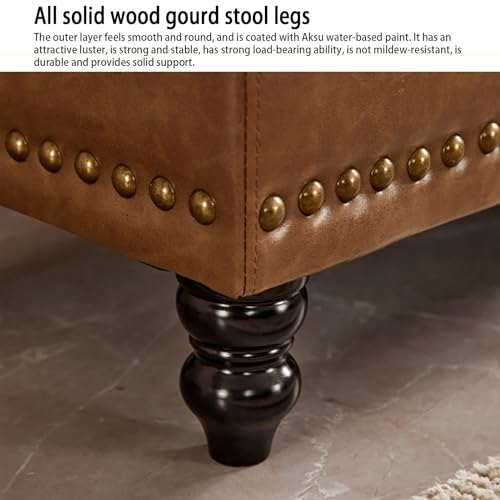 Banc de rangement pour chambre et bout de lit ottoman en bois et cuir - 7