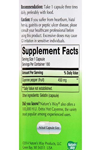 Natures Way Cayenne, 450Mg 180 Capsules #TOP2