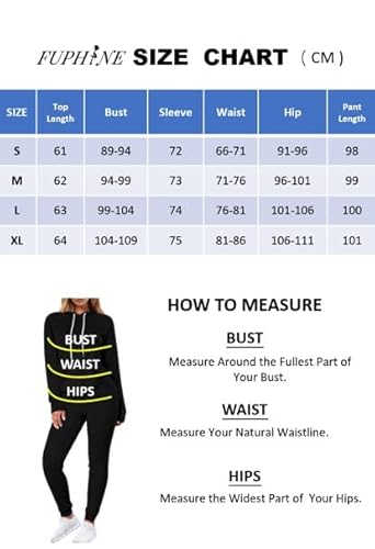 Fuphine Women's Tie Dye Jogger Outfit Sweatsuit 2 Piece Sweatshirt Long Sleeve Hooded And Pants Lounge Sets Tracksuit Black S #TOP4