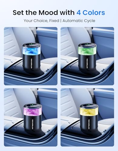 Image of TECXERLLON Smart Car Air Freshener Diffuser with Ambient Light, 2 Refills