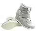 rismart Women's Wedge Casual Hook Loop Fabric Suede Leather Fashion Sneakers 8522 (Grey&White, 8.5)