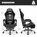 N-GEN GAMING Video Gaming Chair with Footrest High Back Ergonomic Comfortable Office Computer Desk with Lumbar Support Height Adjustable with PU Leather Recliner for Adults Women Men (Black) - Image 3