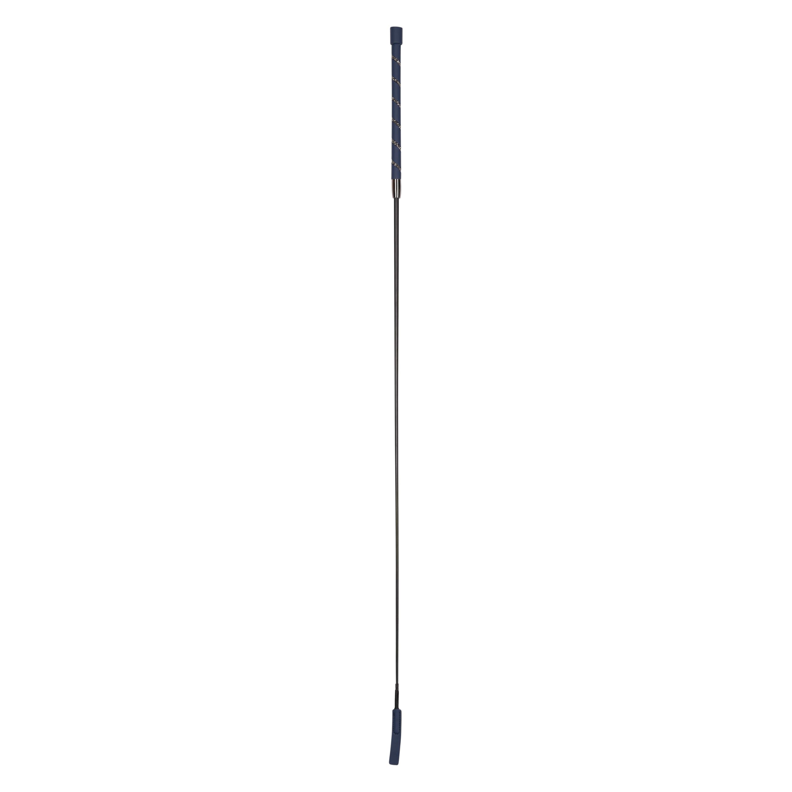 Imperial Riding IRH Regal Shine Dressage Whip with Lightweight Carbon Rod, Leather Handle with Crystals, Navy, 120 cm