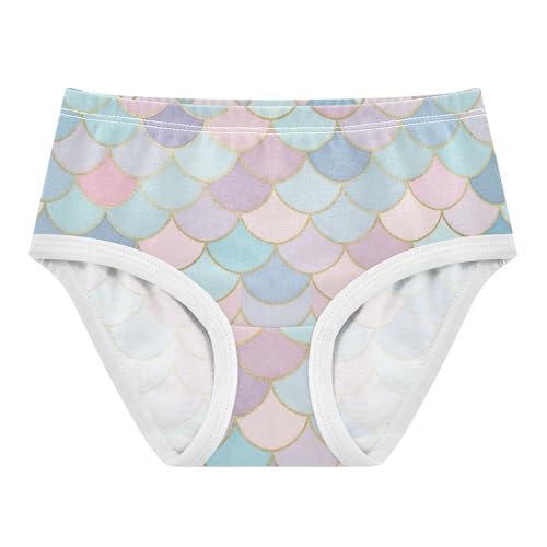 Print Toddler Underwear Floral 2t Cotton Panties for Girl Watercolor Mermaid Scales Pink Briefs Kids Undies