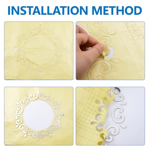 Image of INCREWAY 1 Set Silver Acrylic Self Adhesive Lamp Base, Mirror Finish Wall Mount Light Holder, Peel Stick Decorative Plate for Pendant Ceiling Fixture Decorative Lamp
