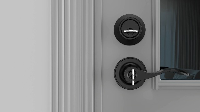 HOSOM Juego De Cerraduras De Puerta De Entrada De Color Negro Mate Con Cerrojos De Un Solo Cilindro, Manija De Puerta Cuadrada Moderna Y Elegante Resistente Con Cerradura Y Llaves En