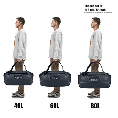 Gonex 40L Water Repellent Duffel Bag Backpack Outdoor Heavy Duty Duffle Bag with backpack straps for Hiking Camping Travelling Cycling for Men Women Dark Blue