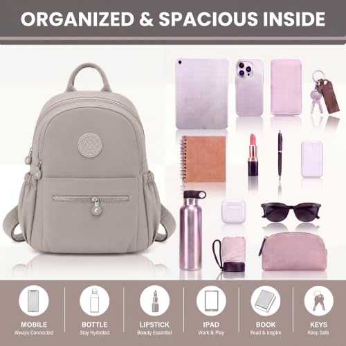 Image of TS WITH TECHSUN Stylish Women Mini Backpack | Lightweight Travel Small Nylon Bag with Multiple Pockets | Anti-Theft Zipper Pocket | Casual, Work, Office, Picnic Backpack for Girls