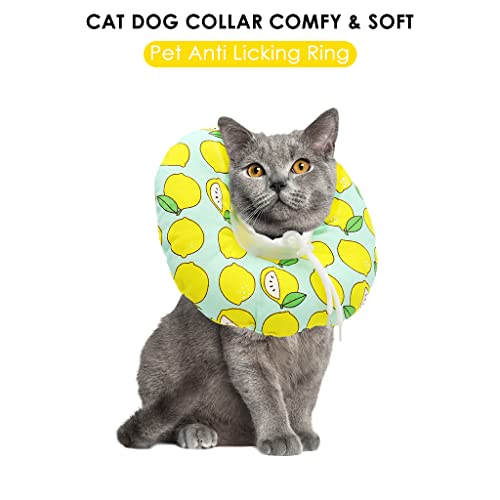 Image of Qpets Cat Cone Collar Comfy & Soft Stuffed PP Cotton Adjustable Size Machine Washable, After Surgery for Anti-Licking Dog Cone Collar,Surgery Recovery Collar for Pet (S :12-22cm)